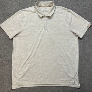 Oakley Mens XXL Tailored Fit Golf Polo Shirt Tan Heather Space Dye Short Sleeve